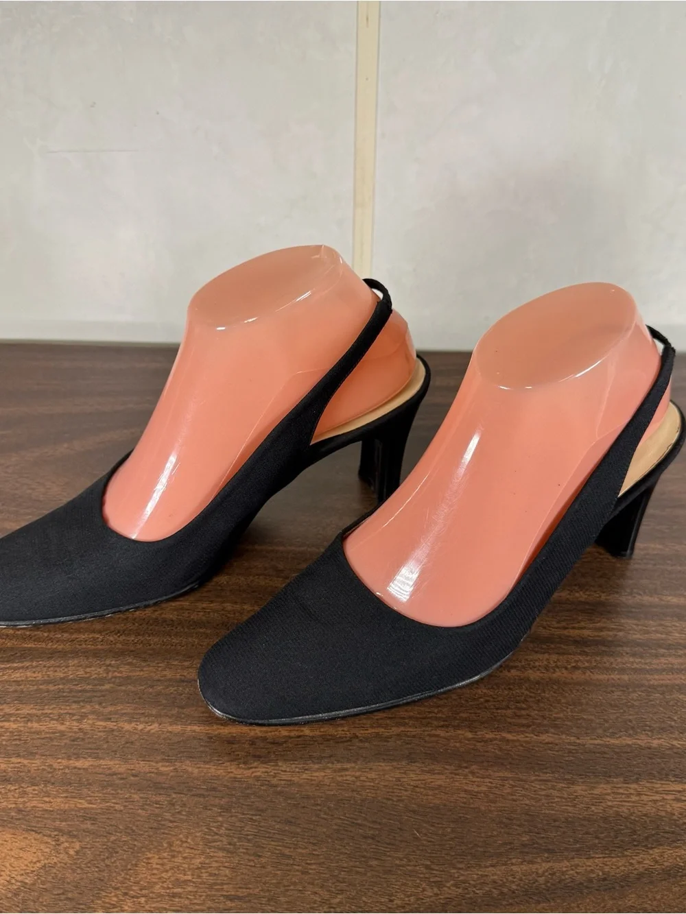 ETIENNE AIGNER Leather 'Melrose' Fabric Slingback Dress Heels~Black~Size 8 M